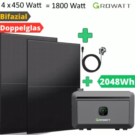 Genehmigungsfrei 2 KW Speicher und 4 Solarmodulen mit 1800 Watt