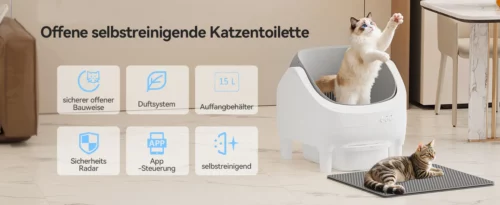 Selbst reinigende offene Katzentoilette für grosse Katzen – Bild 3