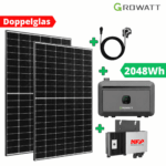 Balkonkraftwerk mit Speicher 1215 Watt & 2 kWh Growatt NOAH 2000 | Plug & Play Schweiz (Kopie)