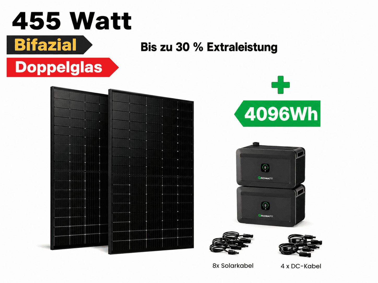 455-plus4kw 1840 WP & 4 KW Speicher, 4 bifaziale Hochleistungsmodule – Bild 1