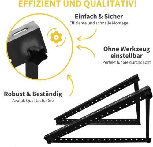 Aufständerung Terrasse Flachdach Schwarz für 2 Module – Bild 5