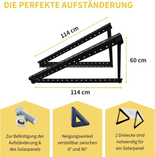 Aufständerung Terrasse Flachdach Schwarz für 2 Module – Bild 2