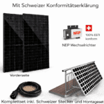 Balkonkraftwerk bifacial, 910 Watt mit 2kwh Speicher, komplett inkl. Halterungen.