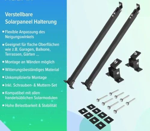 Halterung für  1 Photovoltaik Modul verstellbar Schwarz – Bild 4