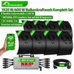 leichtes Balkonkraftwerk 1920/600 W – 8 × 240 W, NEP 2000 und 5 m Kabel