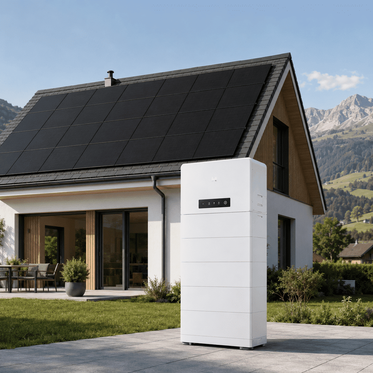 e0cbb13c-b9ce-4f56-b3ef-b00be94d6c8a GoodWe ESA All-in-One-Komplettanlage – 12 kW Hybrid-Wechselrichter, 10 kWh Speicher und 13’650 Wp JA-Solar-Module – Bild 1